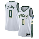 Nike Damian Lillard Milwaukee Bucks Unisex Fear The Deer Swingman Player Jersey Association Edition White