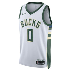 Nike Damian Lillard Milwaukee Bucks Unisex Fear The Deer Swingman Player Jersey Association Edition White