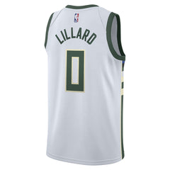Nike Damian Lillard Milwaukee Bucks Unisex Swingman Player Jersey Association Edition White