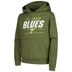 St. Louis Blues Levelwear Youth Podium Fleece Pullover Hoodie - Olive | NHL discount