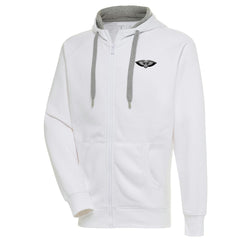 New Orleans Pelicans Antigua Metallic Logo Victory Raglan Full-Zip Hoodie White