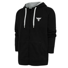 Chicago Bulls Antigua Metallic Logo Victory Raglan Full-Zip Hoodie Black