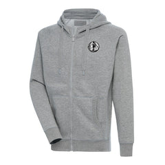 Dallas Mavericks Antigua Metallic Logo Victory Raglan Full-Zip Hoodie Heather Gray