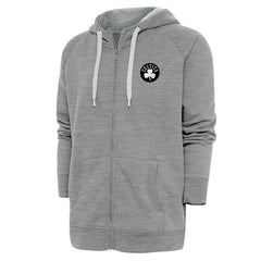 Boston Celtics Antigua Metallic Logo Victory Raglan Full-Zip Hoodie Heather Gray