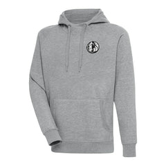 Dallas Mavericks Antigua Metallic Logo Victory Raglan Pullover Hoodie Heather Gray