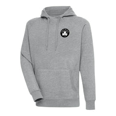 Boston Celtics Antigua Metallic Logo Victory Raglan Pullover Hoodie Heather Gray