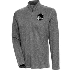 Golden State Warriors Antigua Women's Brushed Metallic Comfort Quarter-Zip Pullover Top - Heather Black