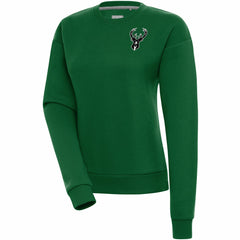 Milwaukee Bucks Antigua Women's Brushed Metallic Victory Pullover Sweatshirt - Hunter Green