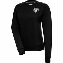 New York Knicks Antigua Women's Brushed Metallic Victory Pullover Sweatshirt - Black
