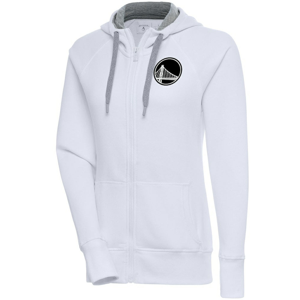 Golden State Warriors Antigua Women's Brushed Metallic Victory Full-Zip Hoodie - White