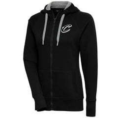 Cleveland Cavaliers Antigua Women's Brushed Metallic Victory Full-Zip Hoodie - Black