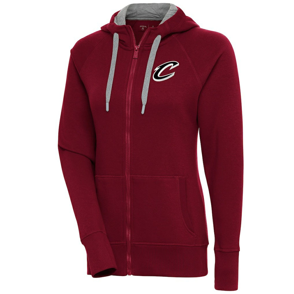 Cleveland Cavaliers Antigua Women's Brushed Metallic Victory Full-Zip Hoodie - Wine