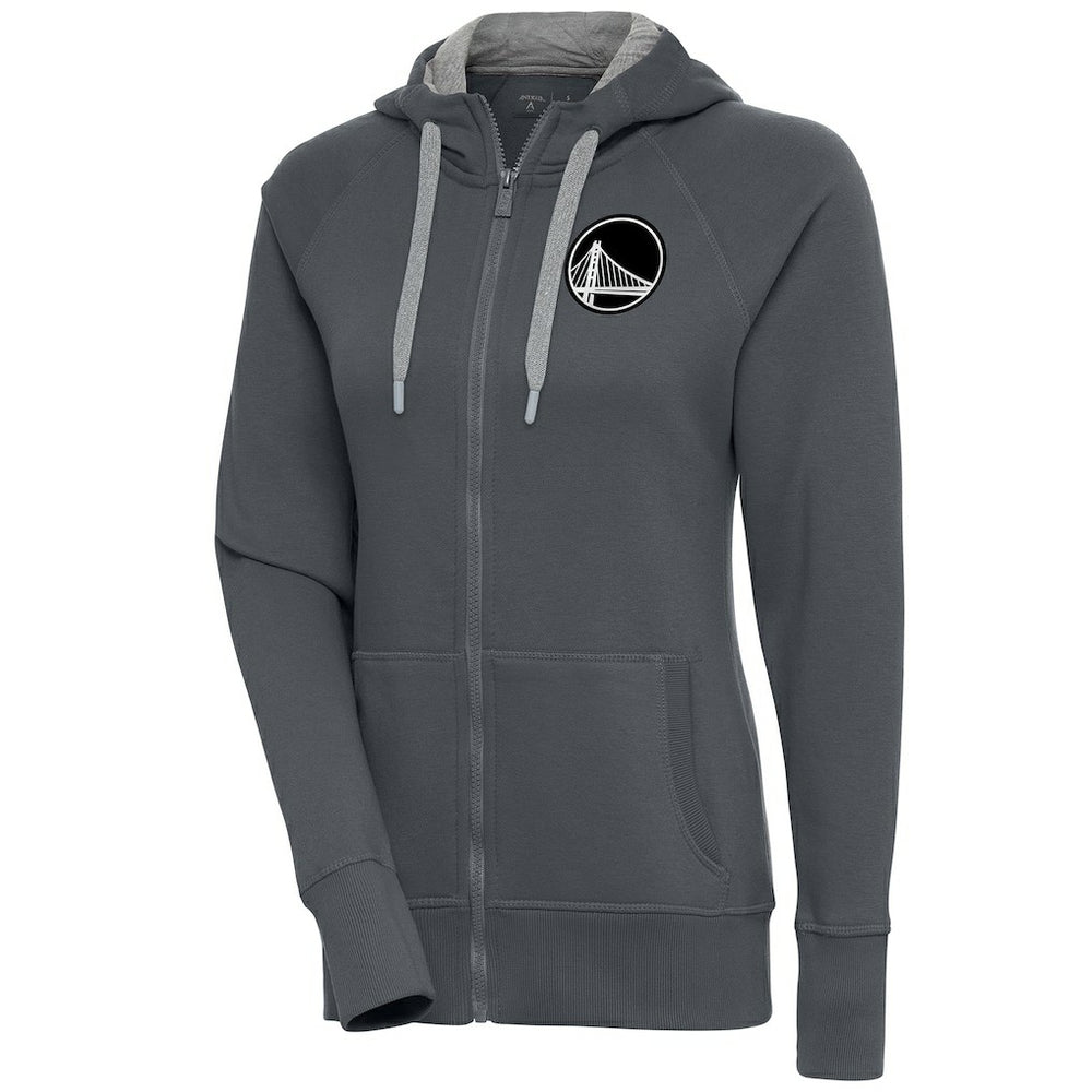 Golden State Warriors Antigua Women's Brushed Metallic Victory Full-Zip Hoodie - Charcoal