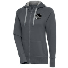 Golden State Warriors Antigua Women's Brushed Metallic Victory Full-Zip Hoodie - Charcoal