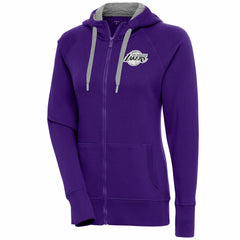 Los Angeles Lakers Antigua Women's Brushed Metallic Victory Full-Zip Hoodie - Purple