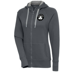 Boston Celtics Antigua Women's Brushed Metallic Victory Full-Zip Hoodie - Charcoal