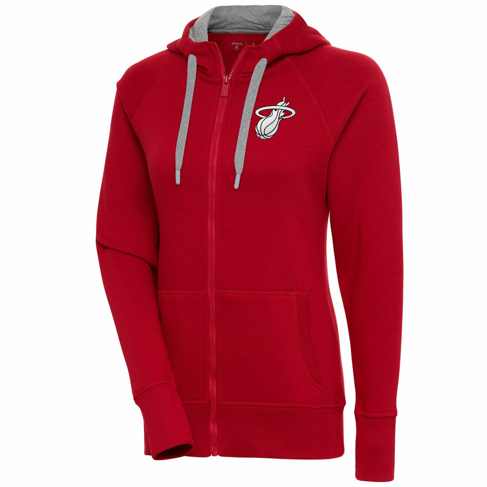 Miami Heat Antigua Women's Brushed Metallic Victory Full-Zip Hoodie - Red