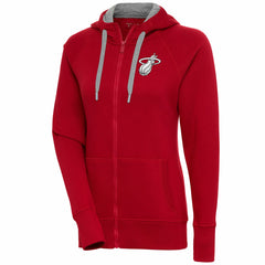 Miami Heat Antigua Women's Brushed Metallic Victory Full-Zip Hoodie - Red
