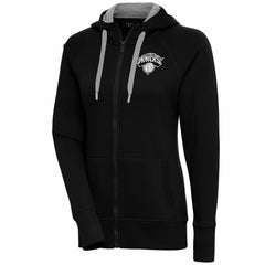 New York Knicks Antigua Women's Brushed Metallic Victory Full-Zip Hoodie - Black