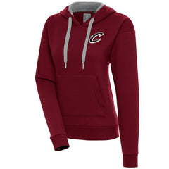 Cleveland Cavaliers Antigua Women's Brushed Metallic Victory Pullover Hoodie - Wine