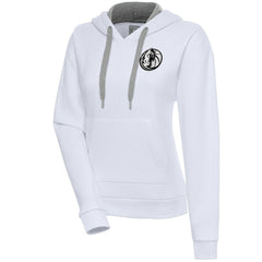 Dallas Mavericks Antigua Women's Brushed Metallic Victory Pullover Hoodie - White