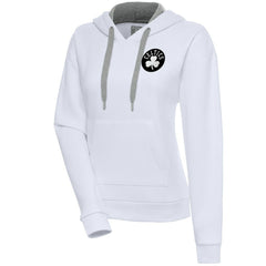Boston Celtics Antigua Women's Brushed Metallic Victory Pullover Hoodie - White