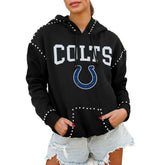 Indianapolis Colts Gameday Couture Women's Oversized Catch the Vibe Studded Pullover Hoodie - Black - NFL