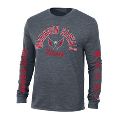 Washington Capitals Champion Multi-Logo Tri-Blend Long Sleeve T-Shirt - Heather Navy | NHL Clearance