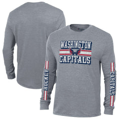 Washington Capitals Champion Tri-Blend Dual-Stripe Long Sleeve T-Shirt - Heather Gray | NHL on sale