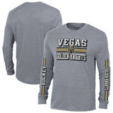 Vegas Golden Knights Champion Tri-Blend Dual-Stripe Long Sleeve T-Shirt - Heather Gray | NHL sale