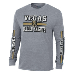 Vegas Golden Knights Champion Tri-Blend Dual-Stripe Long Sleeve T-Shirt - Heather Gray | NHL sale