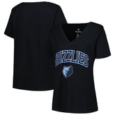 Memphis Grizzlies Profile Women's Plus Size Arch Over Logo V-Neck T-Shirt Black
