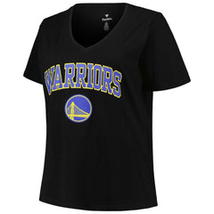 Golden State Warriors Profile Women's Plus Size Arch Over Logo V-Neck T-Shirt Black