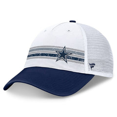 Dallas Cowboys Fundamentals Flawless Stripe Trucker Adjustable Hat - White/Navy - Fanatics
