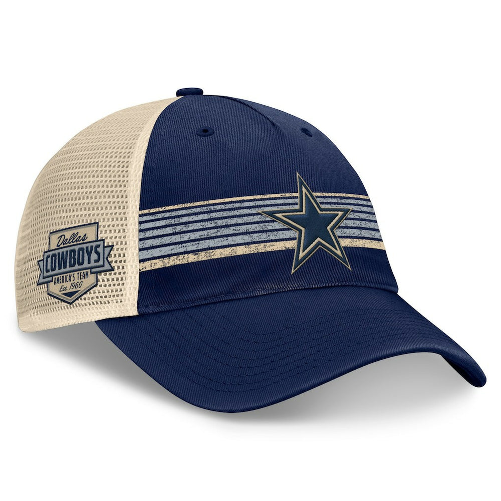 Dallas Cowboys Fundamentals Stripes Trucker Adjustable Hat - Navy/Natural - Fanatics