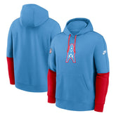 Tennessee Titans Oilers Throwback Alternate Logo Club Tri-Blend Pullover Hoodie - Light Blue - Nike