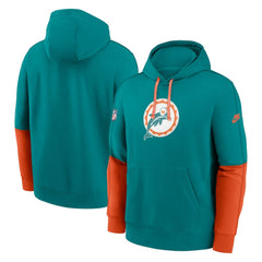 Miami Dolphins Throwback Logo Club Tri-Blend Pullover Hoodie - Aqua - Nike
