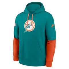 Miami Dolphins Throwback Logo Club Tri-Blend Pullover Hoodie - Aqua - Nike