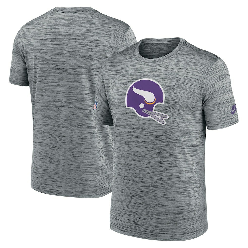 Minnesota Vikings Sideline Velocity Throwback Logo Dri-FIT T-Shirt - Gray - Nike