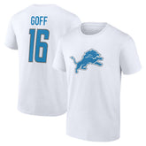 Jared Goff Detroit Lions Icon Player Name & Number T-Shirt - White - NFL