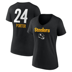 Joey Porter Jr. Pittsburgh Steelers Women's Team Wordmark Player Name & Number V-Neck T-Shirt - Black - NFL