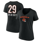Cam Taylor-Britt Cincinnati Bengals Women's Team Wordmark Player Name & Number V-Neck T-Shirt - Black - NFL