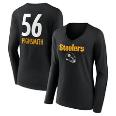 Alex Highsmith Pittsburgh Steelers Women's Team Wordmark Player Name & Number Long Sleeve V-Neck T-Shirt - Black - NFL