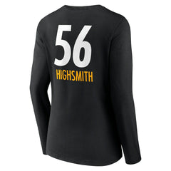 Alex Highsmith Pittsburgh Steelers Women's Team Wordmark Player Name & Number Long Sleeve V-Neck T-Shirt - Black - NFL