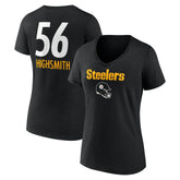 Alex Highsmith Pittsburgh Steelers Women's Team Wordmark Player Name & Number V-Neck T-Shirt - Black - NFL