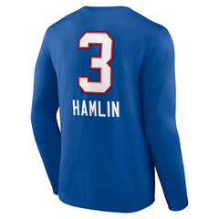 Damar Hamlin Buffalo Bills Team Wordmark Player Name & Number Long Sleeve T-Shirt - Royal - NFL