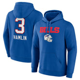 Damar Hamlin Buffalo Bills Team Wordmark Player Name & Number Pullover Hoodie - Royal - NFL