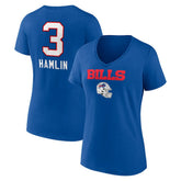 Damar Hamlin Buffalo Bills Women's Team Wordmark Player Name & Number V-Neck T-Shirt - Royal - NFL