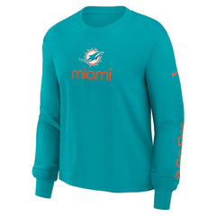 Miami Dolphins Women's Boxy Long Sleeve T-Shirt - Aqua - Nike