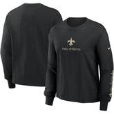 New Orleans Saints Women's Boxy Long Sleeve T-Shirt - Black - Nike